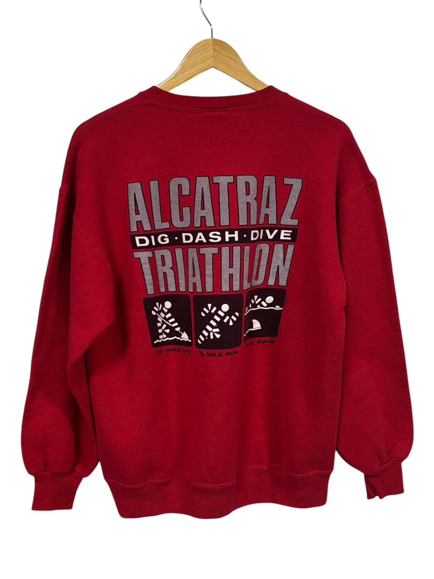 Vintage 90's Alcatraz Triathlon Race Crewneck Sweater Size Large