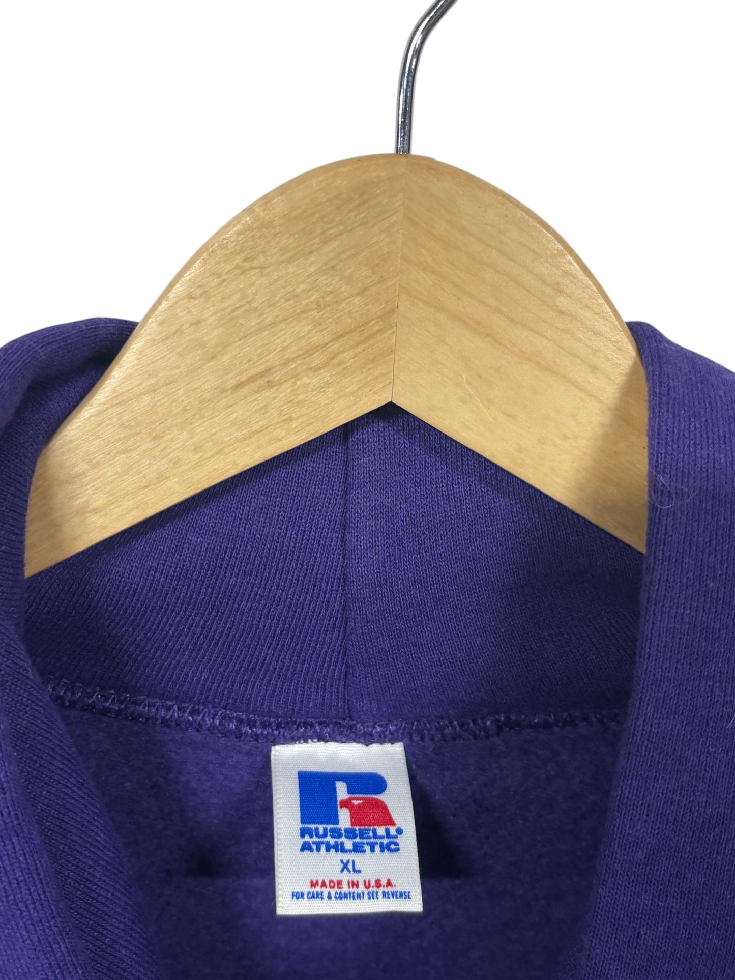 Vintage 90's Russell Athletic Purple Blank Pullover Hoodie Boxy Size XL