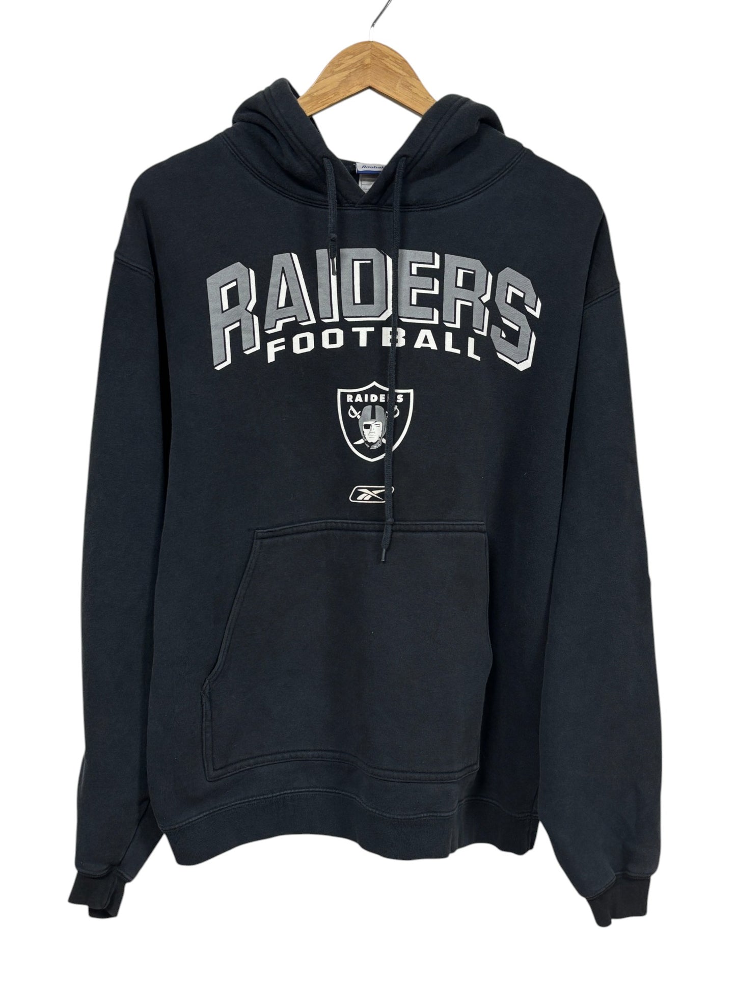 Vintage 00's Reebok Oakland Raiders NFL Logo Hoodie Size Medium
