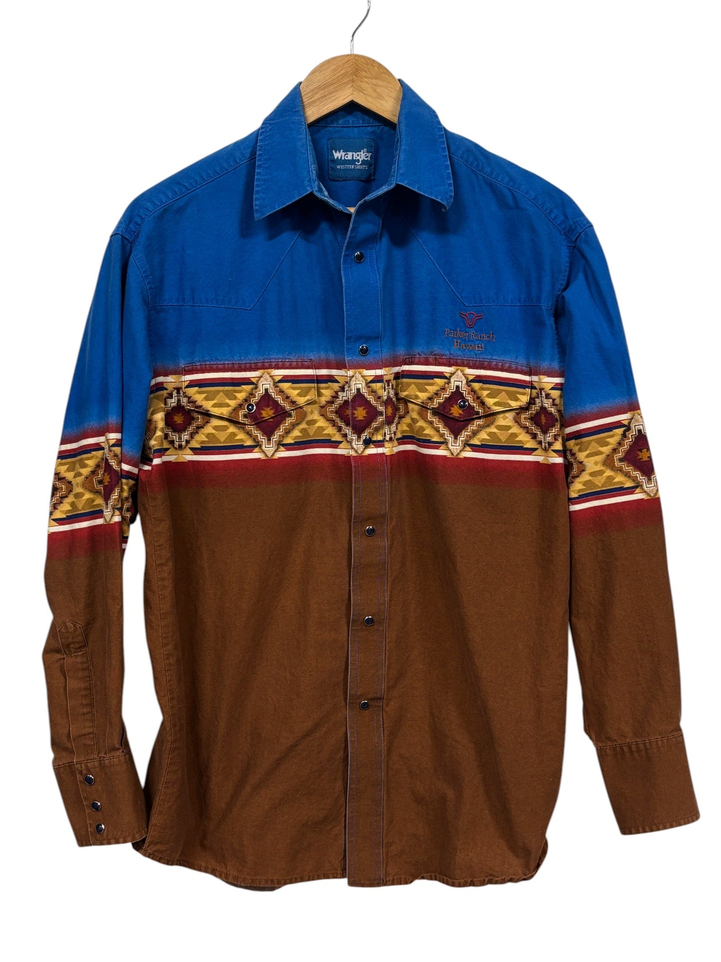 Vintage Wrangler South Western Pearl Snap Button Up Shirt Size Large