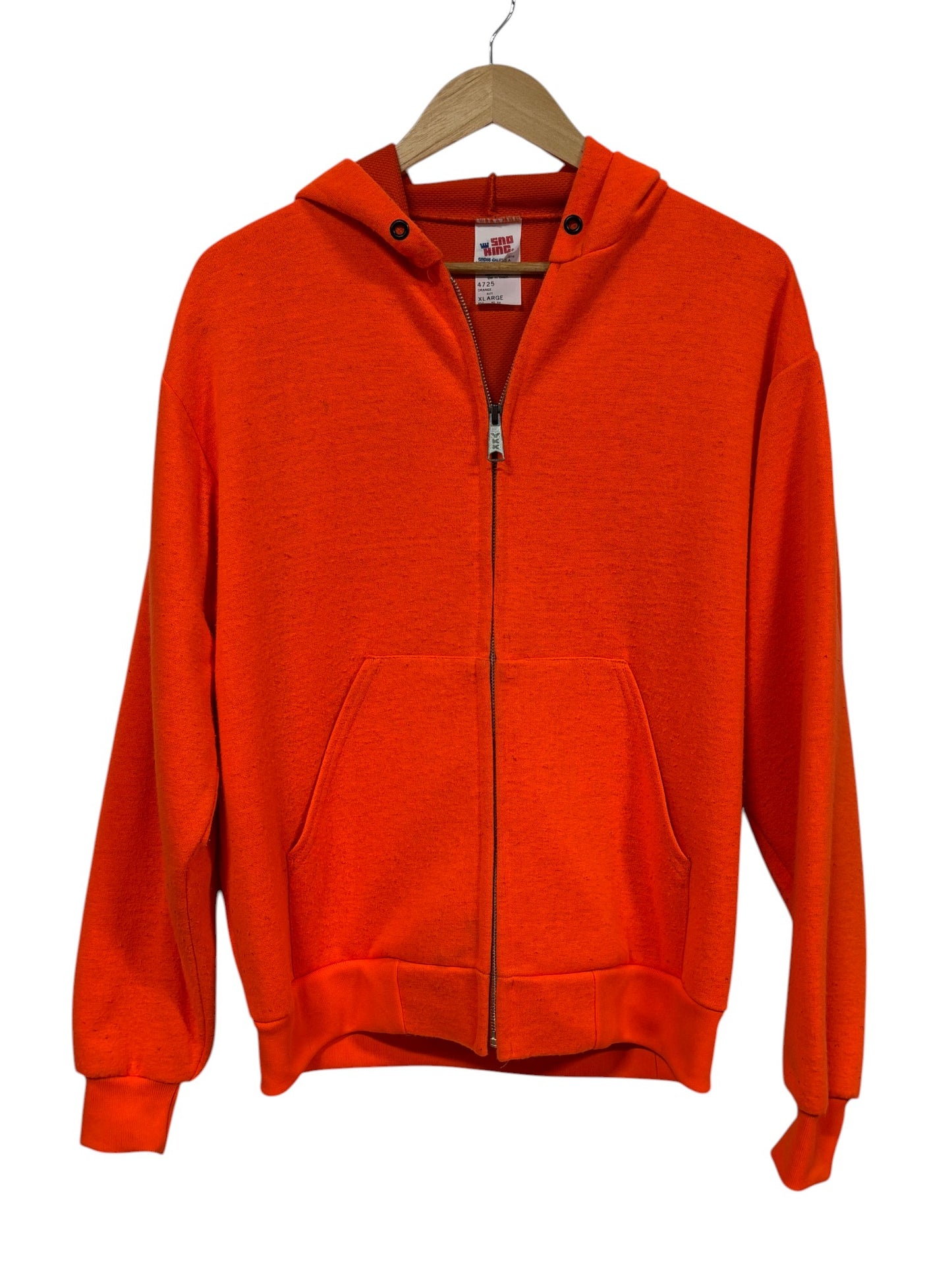 Vintage 80's Sno King Hunters Orange Zip Up Hoodie Size XL