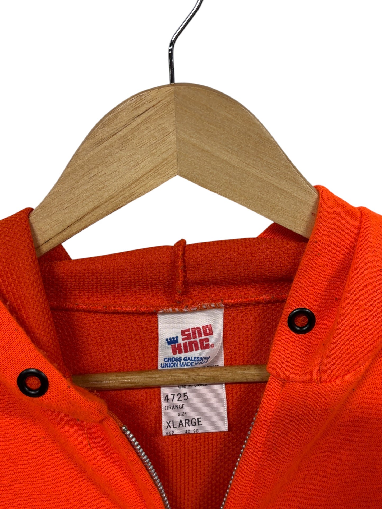 Vintage 80's Sno King Hunters Orange Zip Up Hoodie Size XL