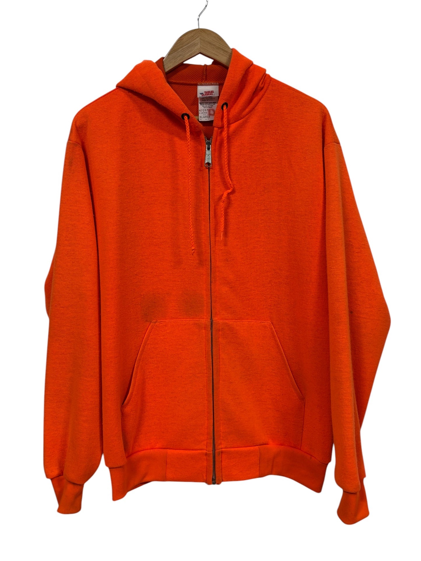Vintage 80's Sno King Hunters Orange Zip Up Hoodie Size XL
