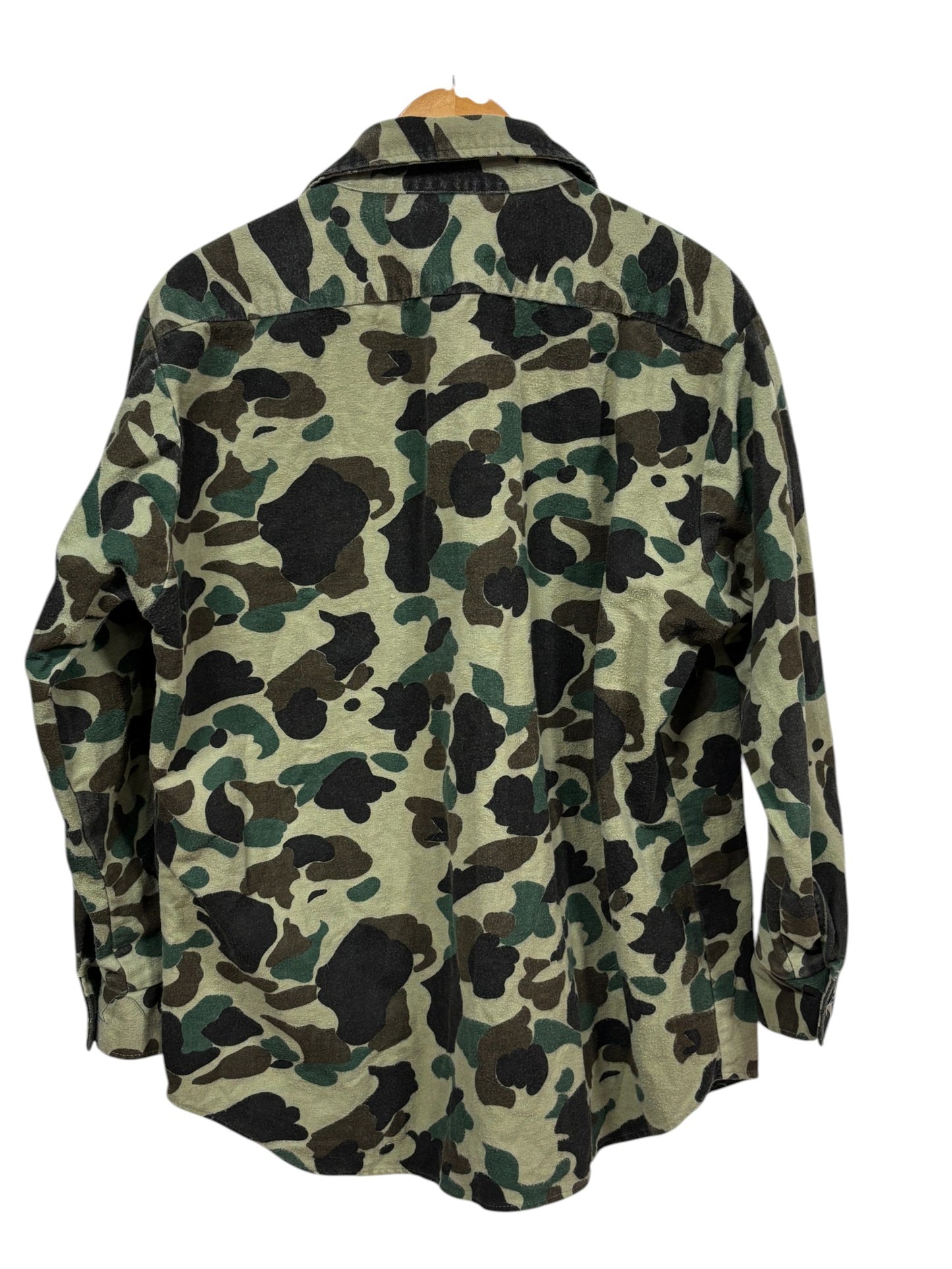 Vintage 90's The Woodsman Klondike Hunting Camo Button Up Shirt Size XL