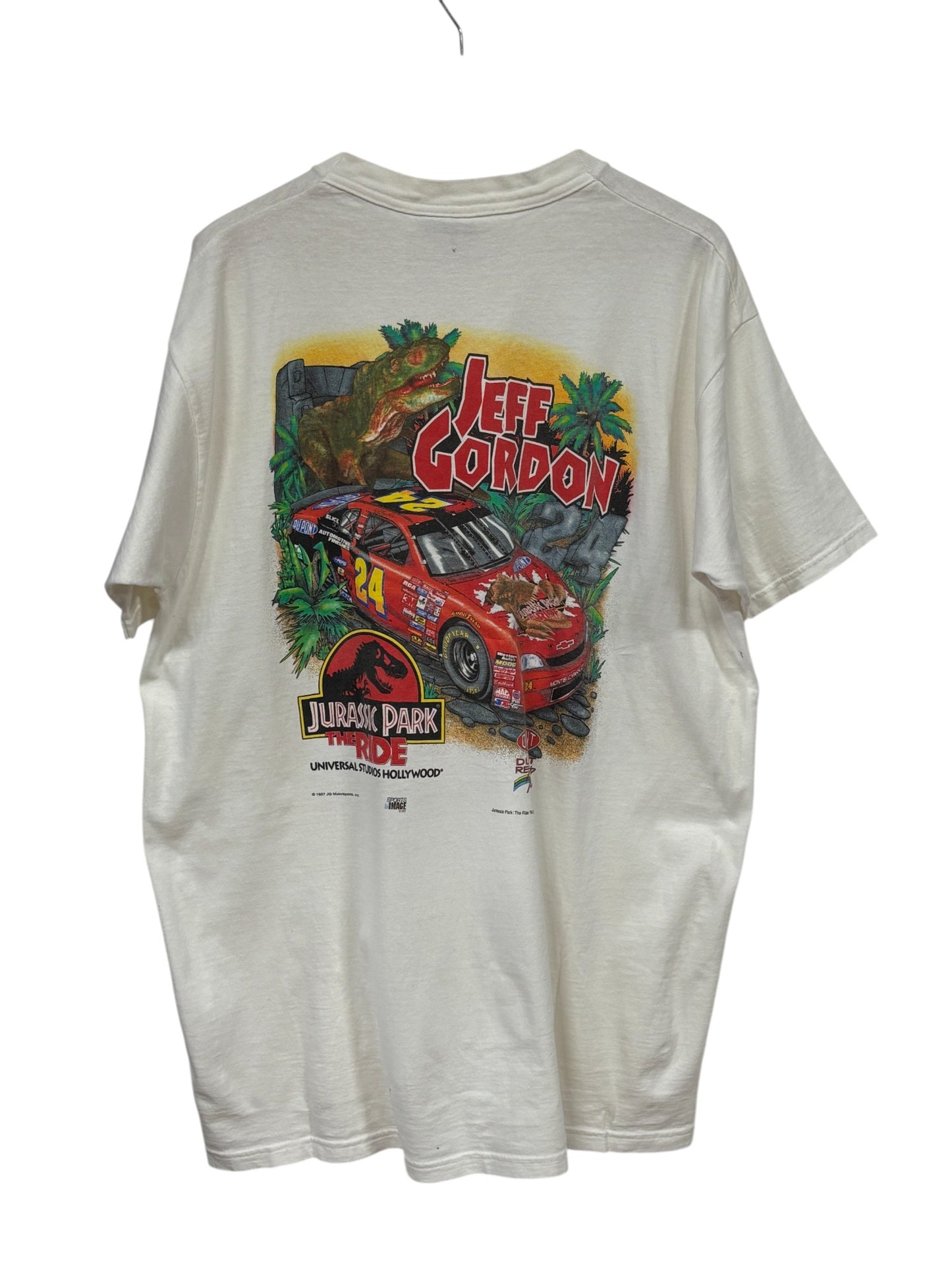 Vintage 1997 NASCAR Jeff Gordon Jurassic Park Racing Graphic Tee Size XL