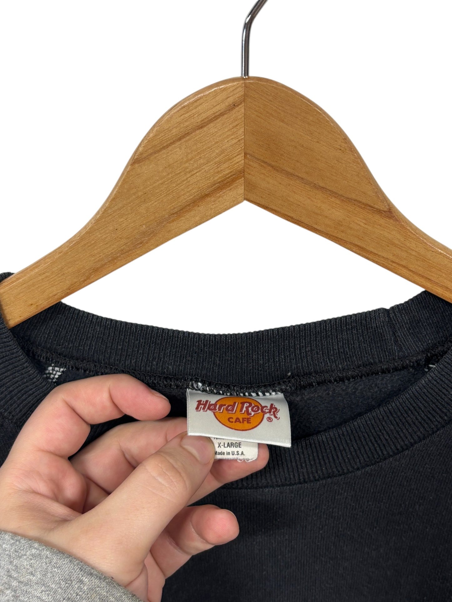 Vintage 90's Hard Rock Cafe Orlando Black Crewneck Sweater Size XL