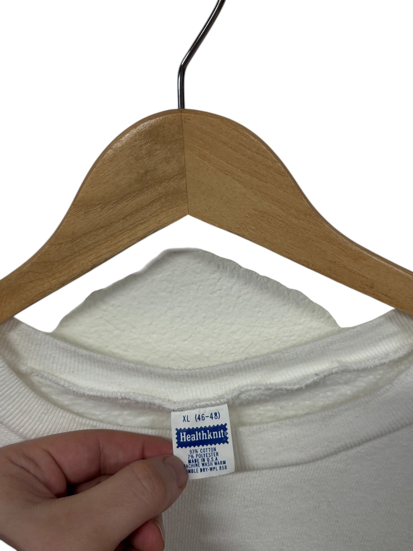 Vintage 80's Healthknit White Blank Crewneck Sweater Size XL
