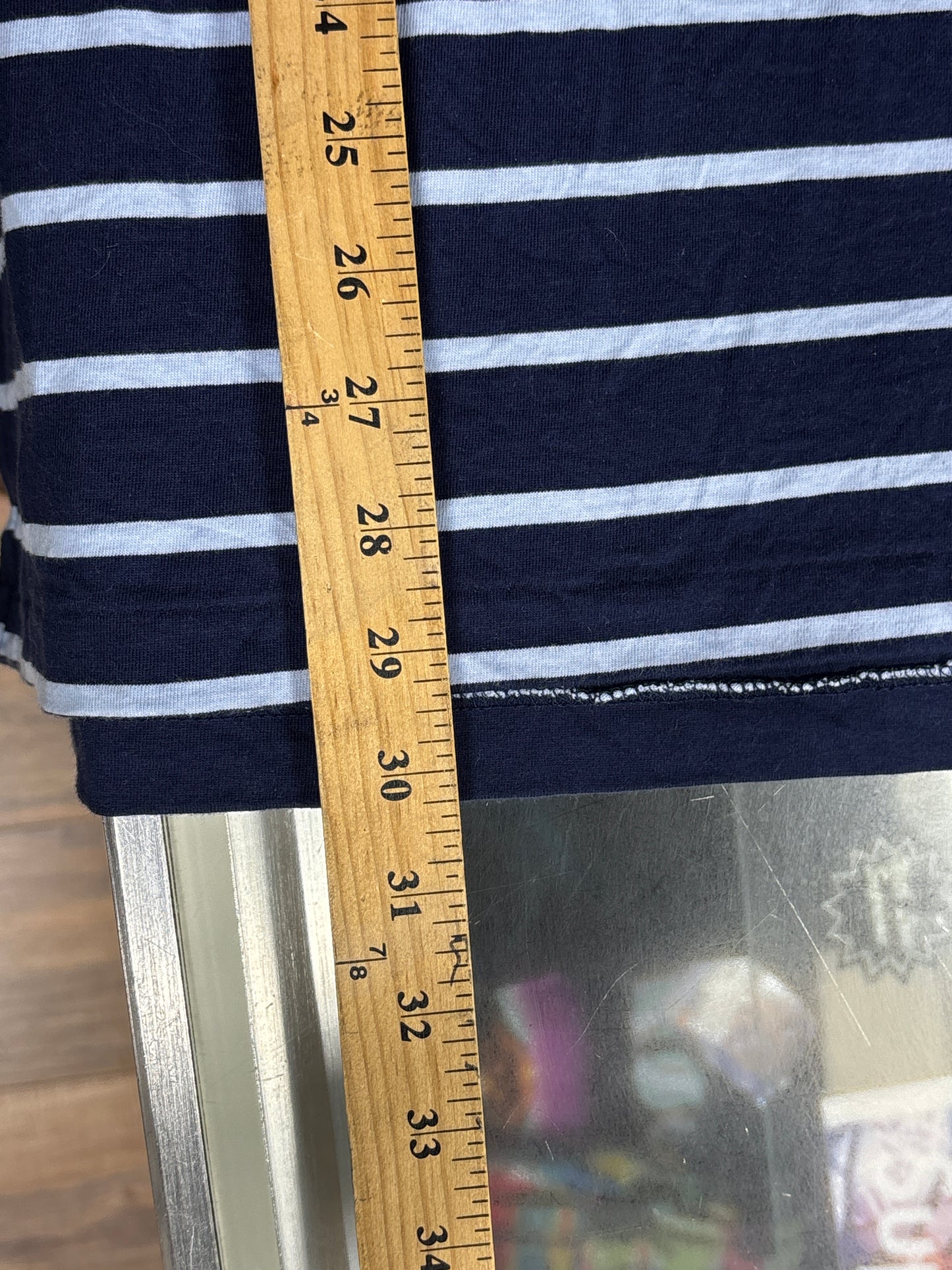 Polo Ralph Lauren Blue White Striped Small Pony Tee Size XL