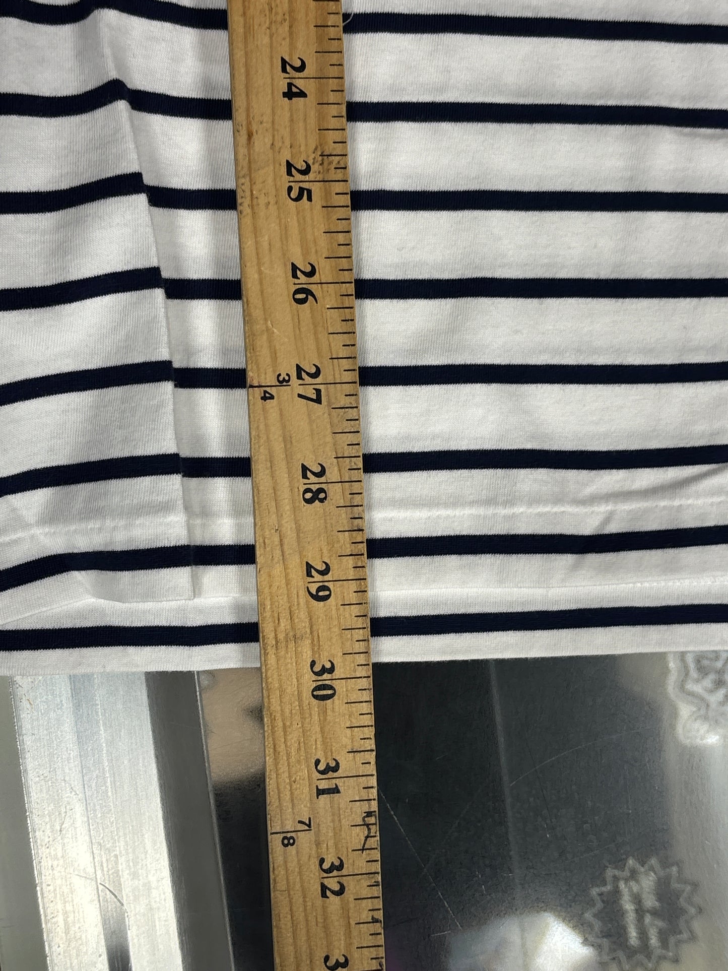 Polo Ralph Lauren White Blue Striped Small Pony Tee Size XL