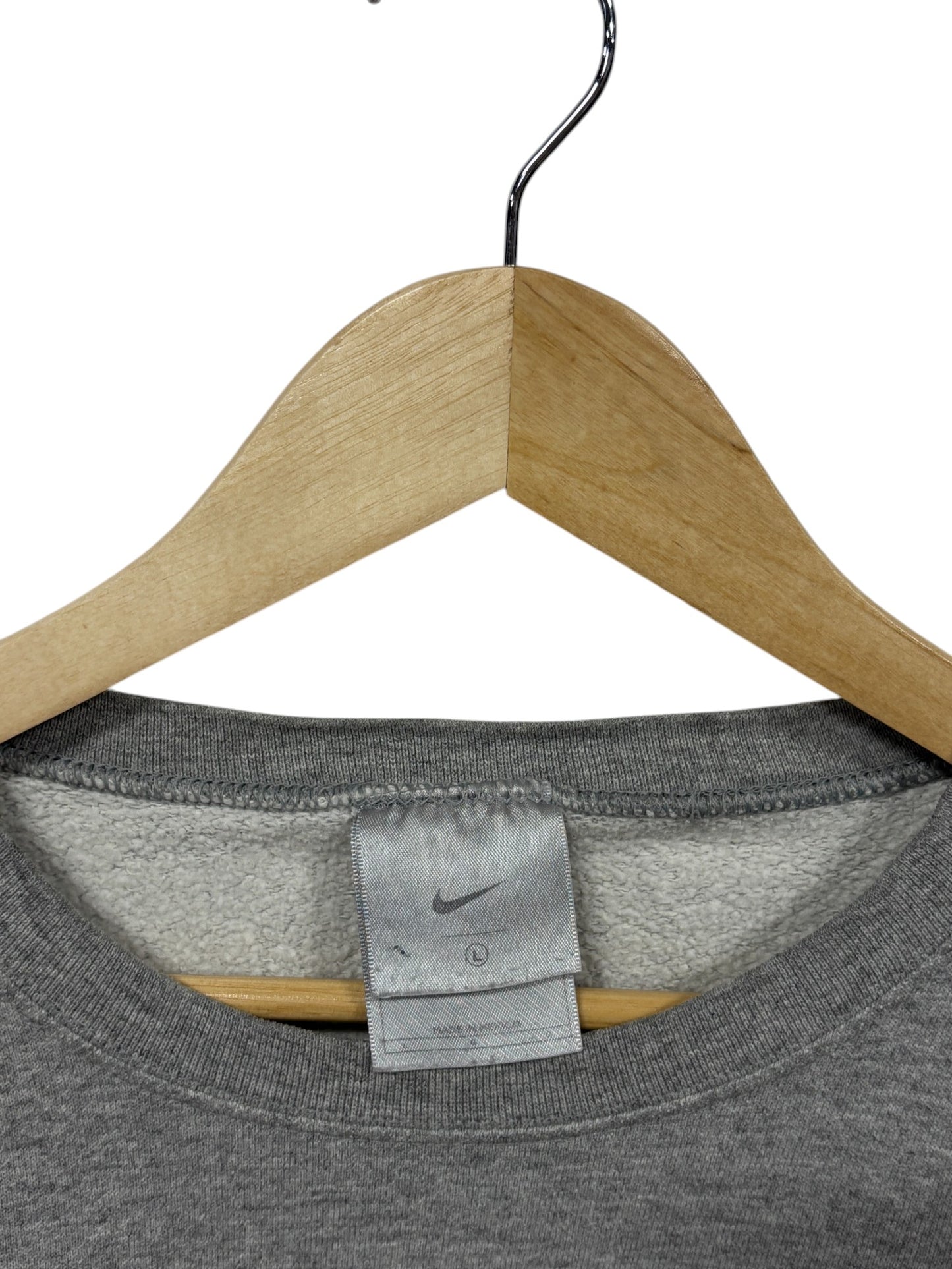 Vintage Y2K Nike Small Swoosh Grey Crewneck Sweater Size Large