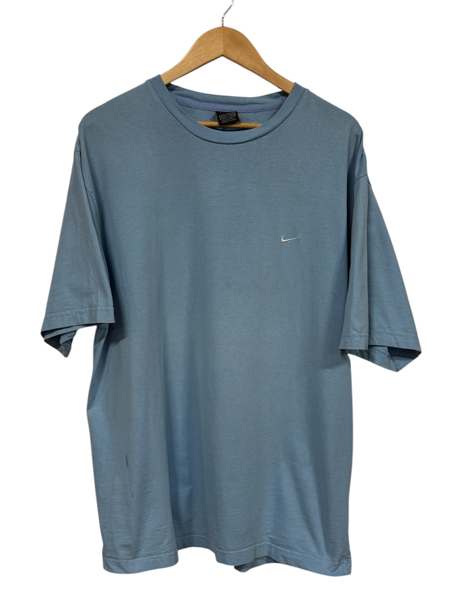 Vintage Y2K Nike Baby Blue Small Swoosh Tee Size XL