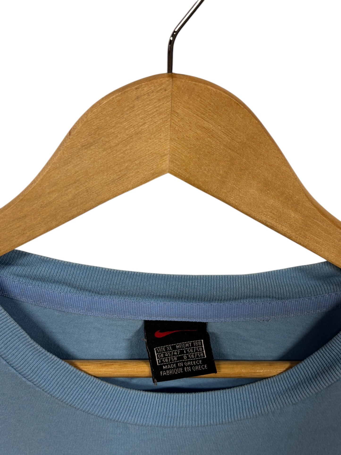 Vintage Y2K Nike Baby Blue Small Swoosh Tee Size XL
