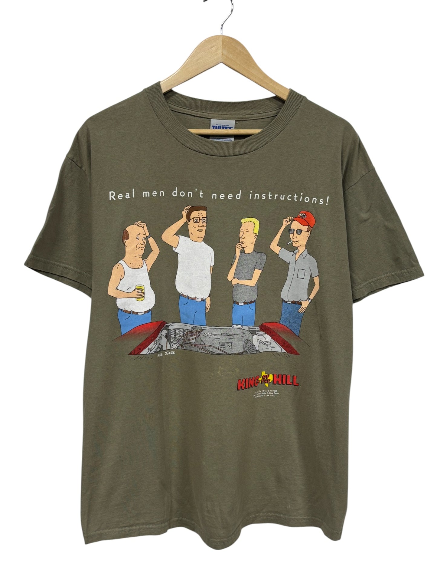 Vintage 1998 King of the Hill Men Don't Need Instructions Cartoon Tee Size Large