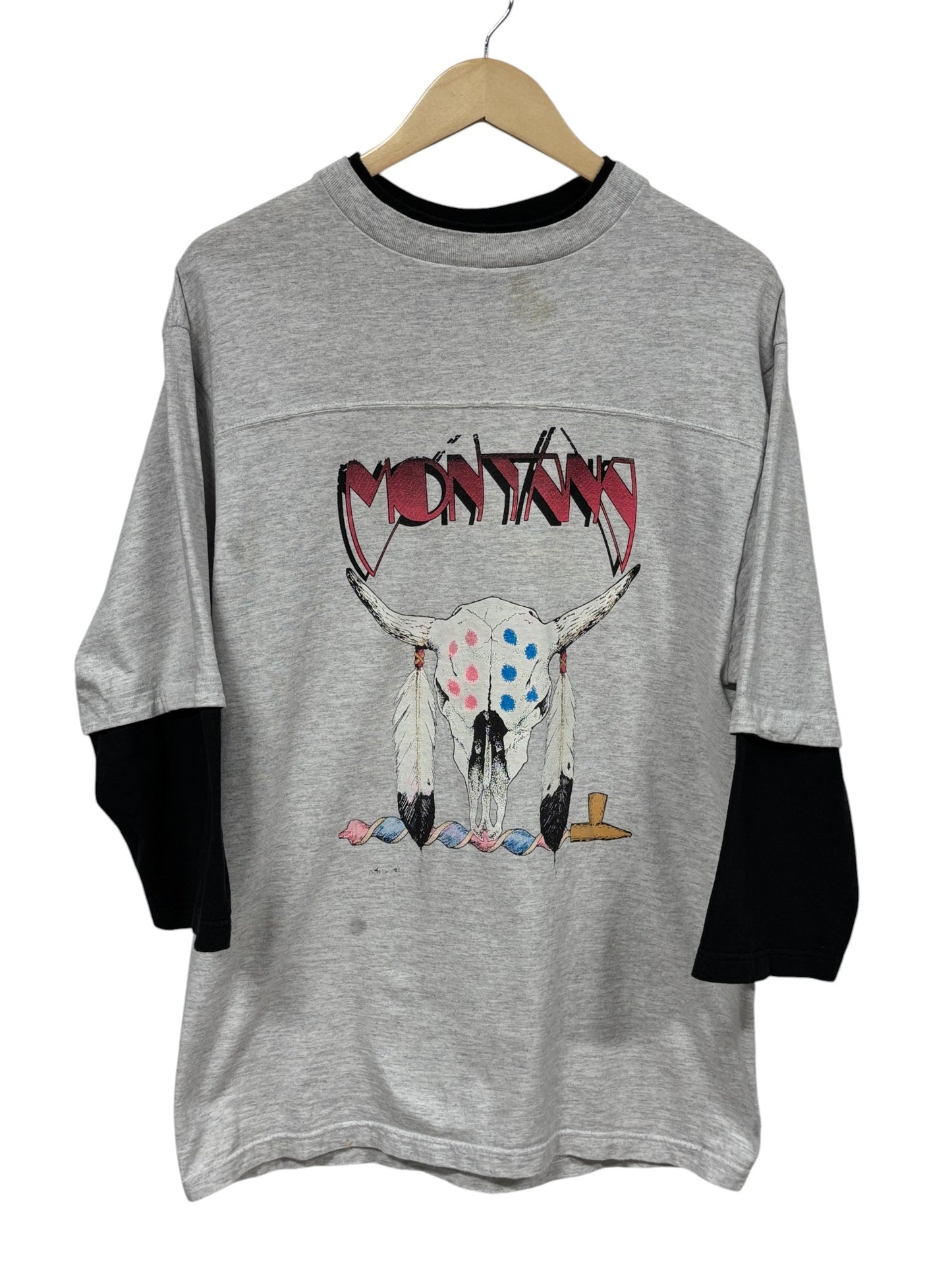 Vintage 90's Montana 3/4 Sleeve Western Graphic Tee Size Large