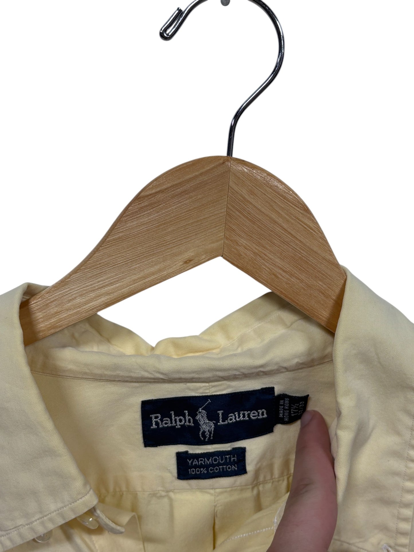 Vintage Polo Ralph Lauren Yellow Yarmouth Cotton Button Up Shirt Size XXL
