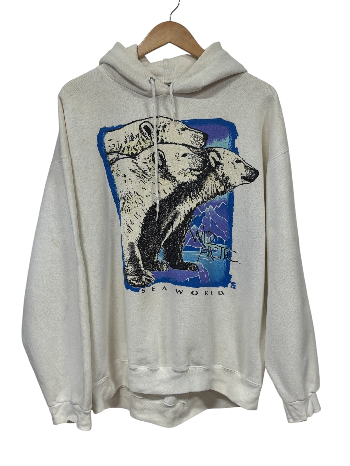 Vintage 90's Tultex Sea World Polar Bears Graphic Hoodie Size XL