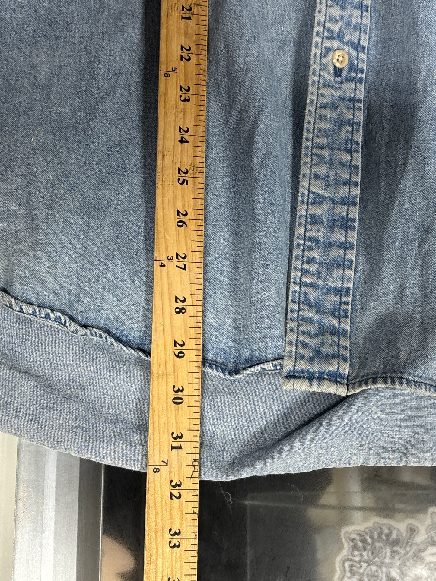 Vintage 90's Tommy Jeans Denim Blue Button Up Shirt Size XL