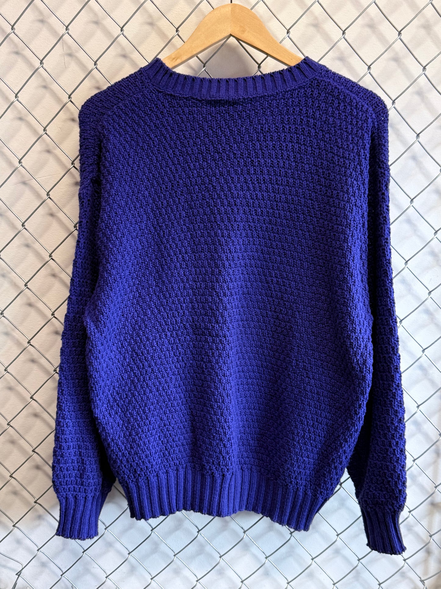 Vintage Fall River Knitting Mills Blue Knit Sweater Size Large