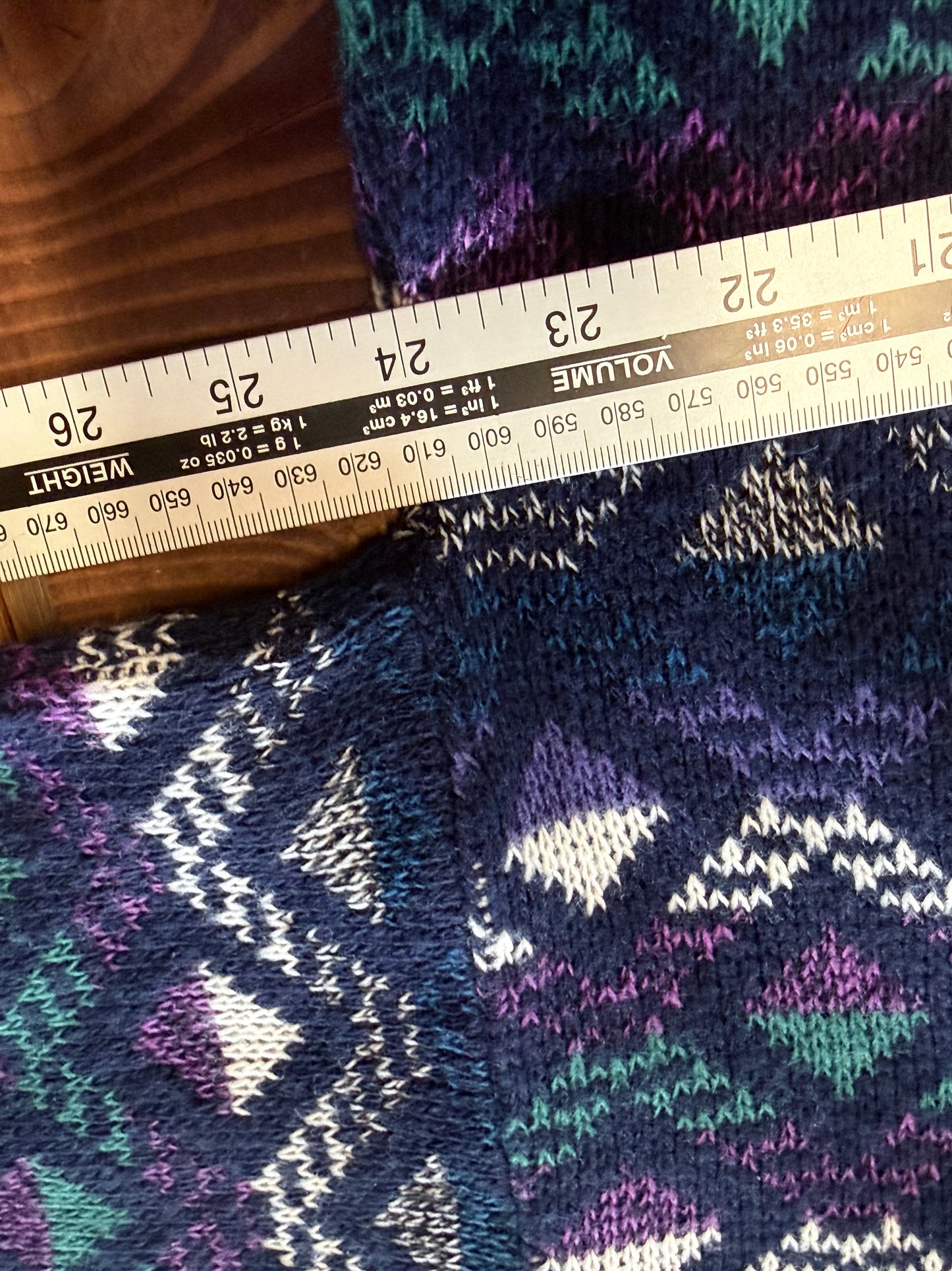 Vintage 80's Protege Tag Geometric Pattern Blue Knit Sweater Size Large