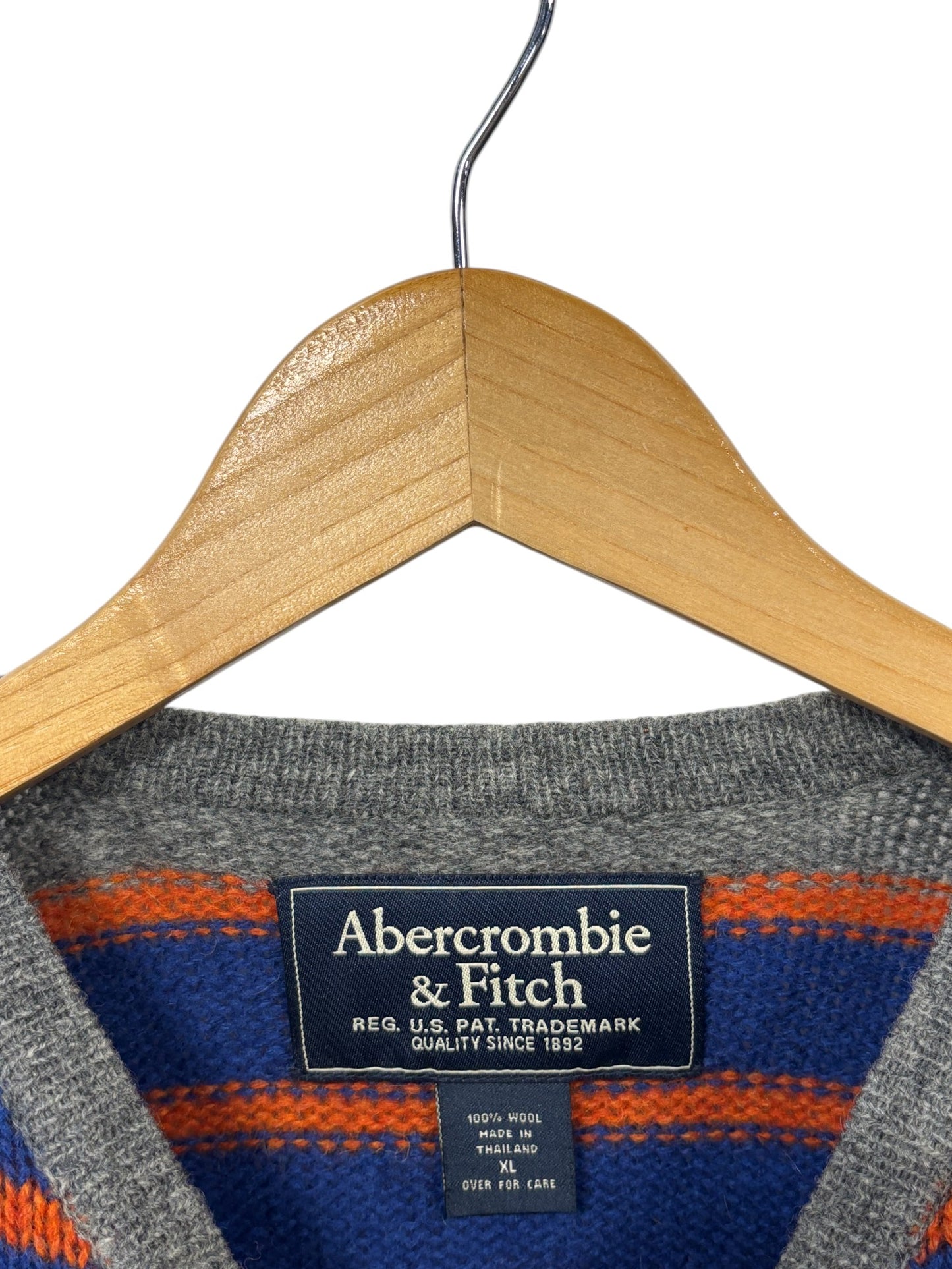 Abercrombie and Fitch Grey Blue Striped Sweater Size XL