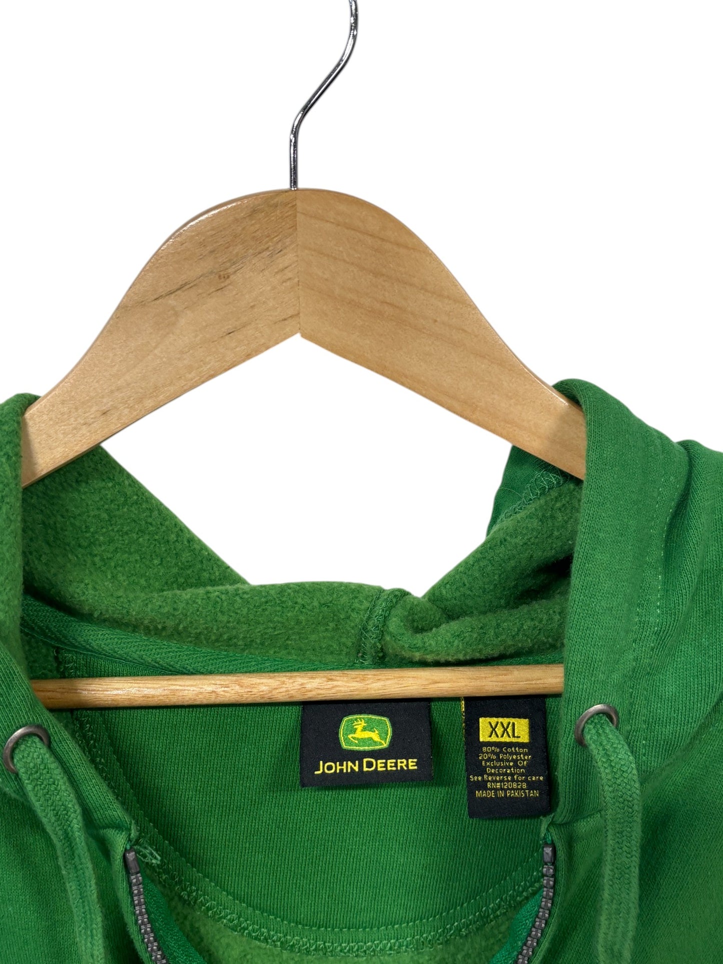 John Deere Classic Green Logo Zip Up Hoodie Size XXL