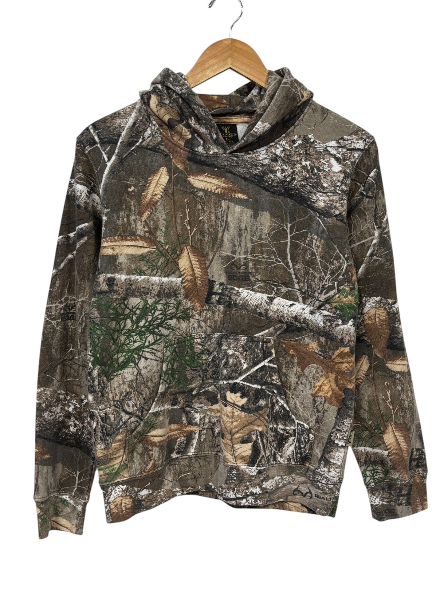 Vintage Woodland Camo All Over Print Hoodie Size Medium