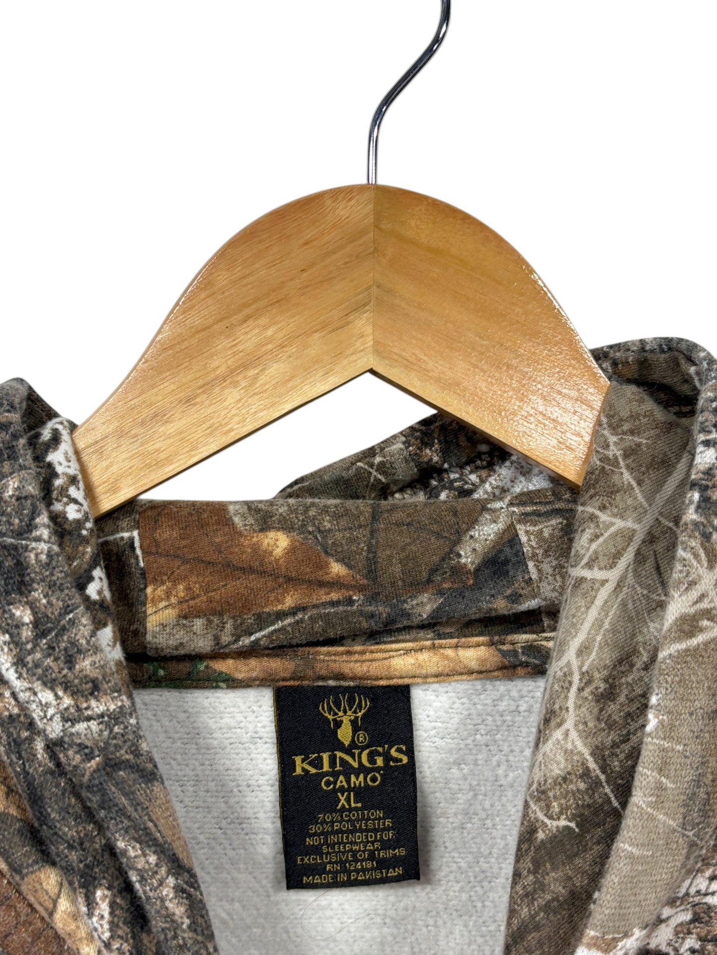 Vintage Woodland Camo All Over Print Hoodie Size Medium
