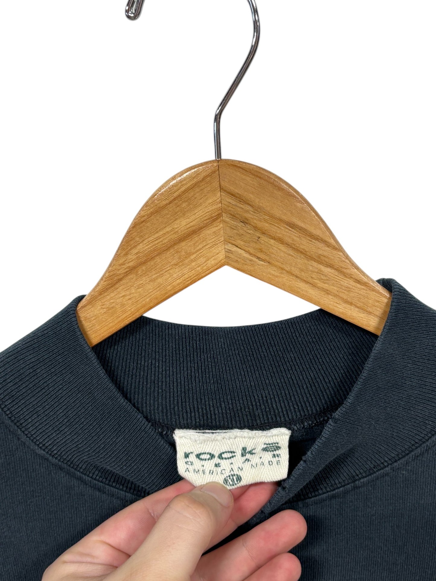Vintage 90's Rocke Gear Black Mock Neck Small Logo Long Sleeve Shirt Size XL