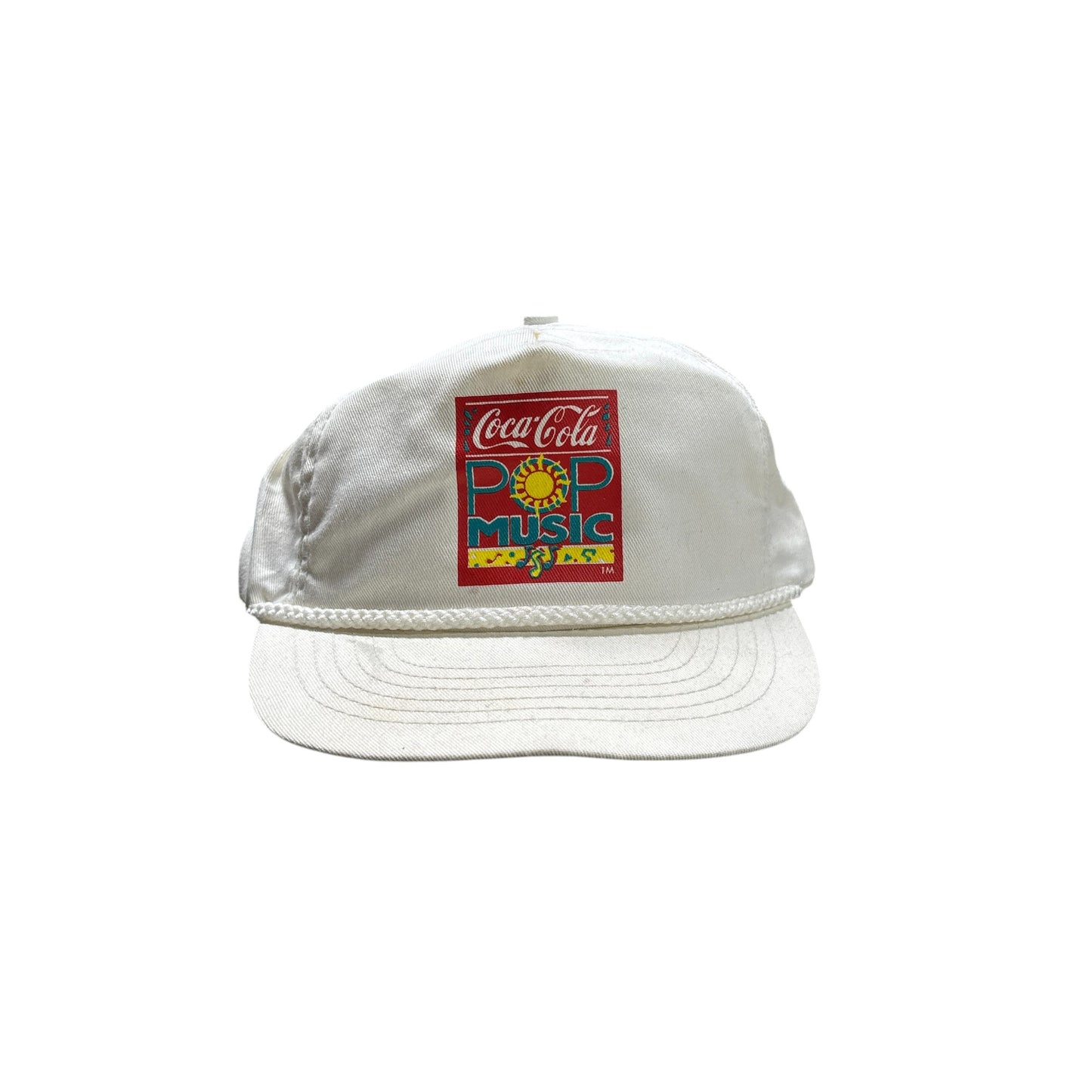 Vintage 90's Coca Cola Pop Music White Snapback Hat