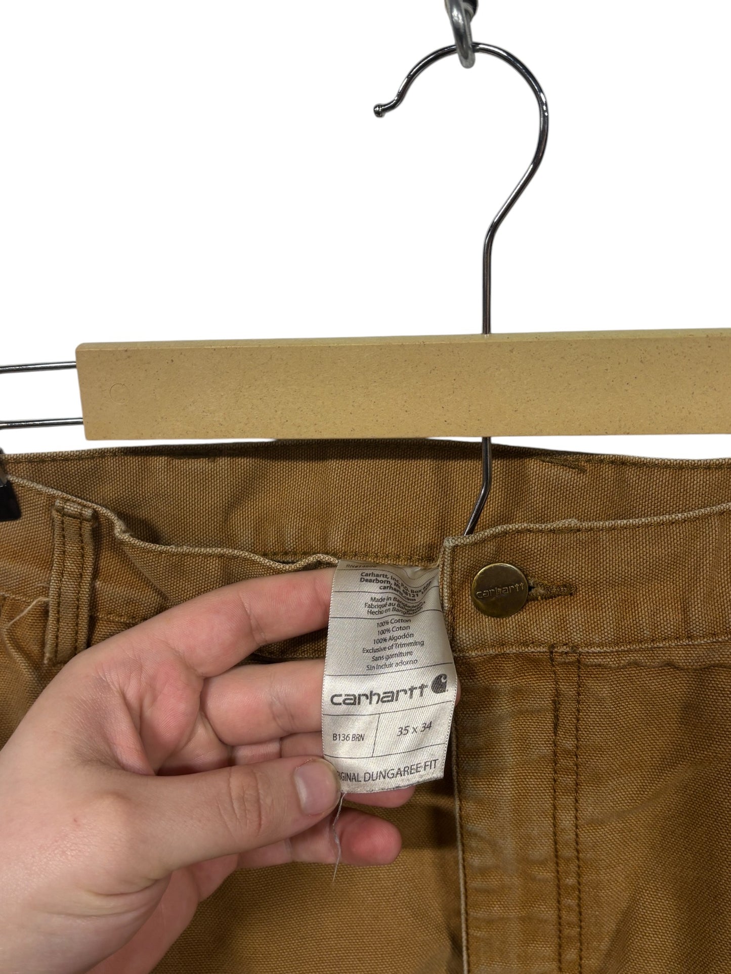 Vintage Carhartt Double Knee Brown Carpenter Pants Size 35x34