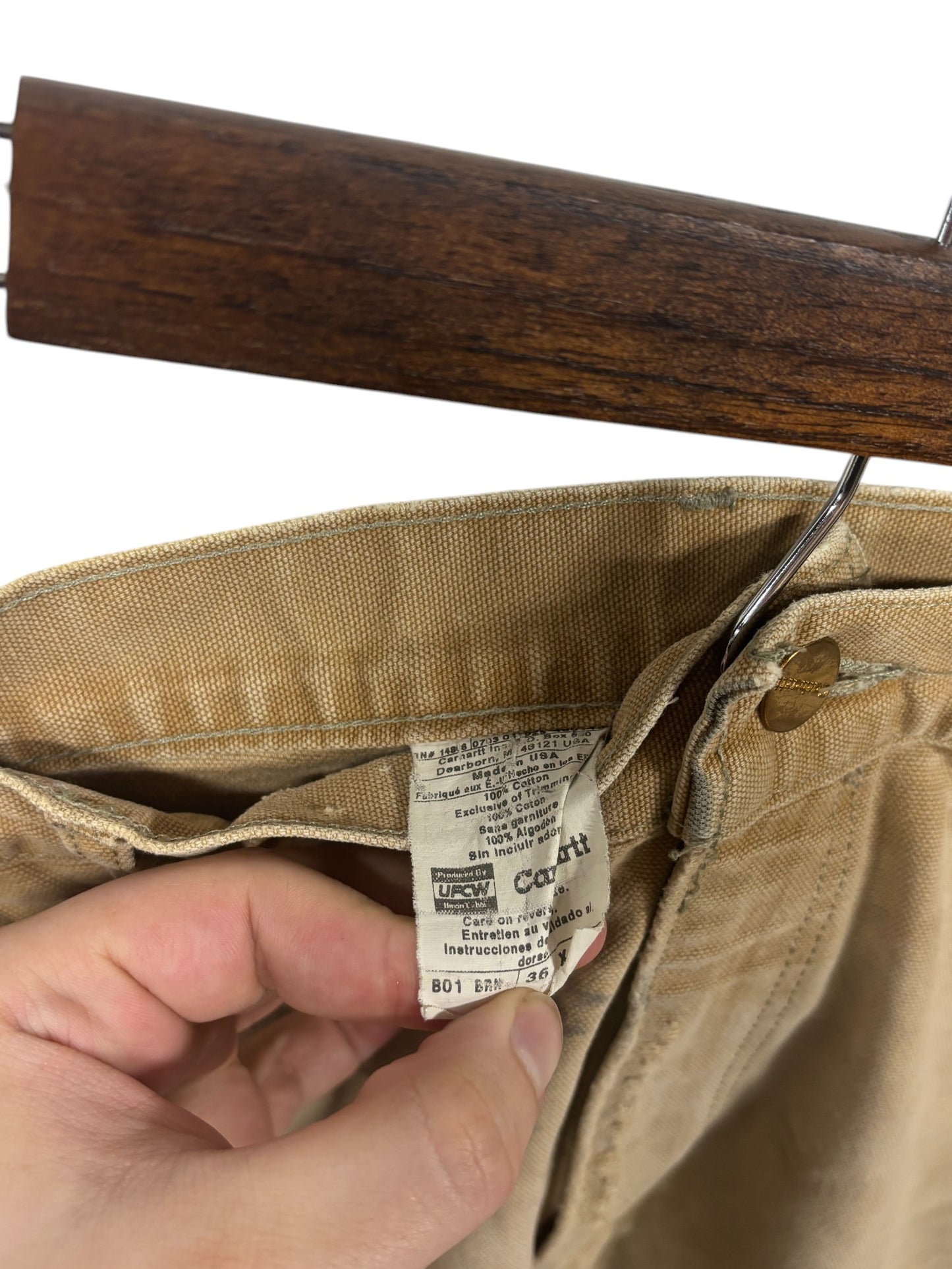 Vintage Carhartt Distressed Brown Double Knee Carpenter Pants Size 36x34