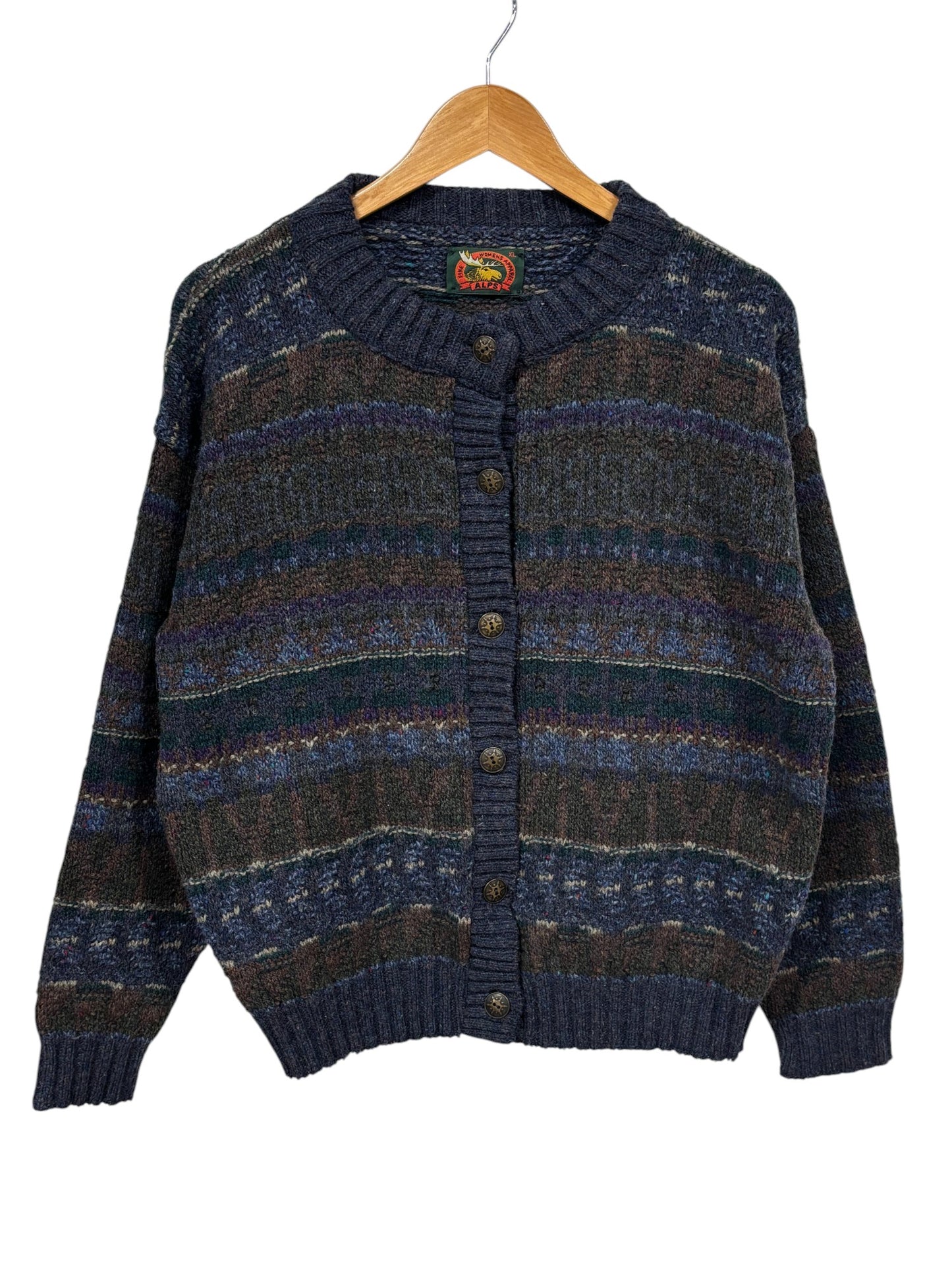 Vintage Alps Womens Knit Button Up Sweater Size XL