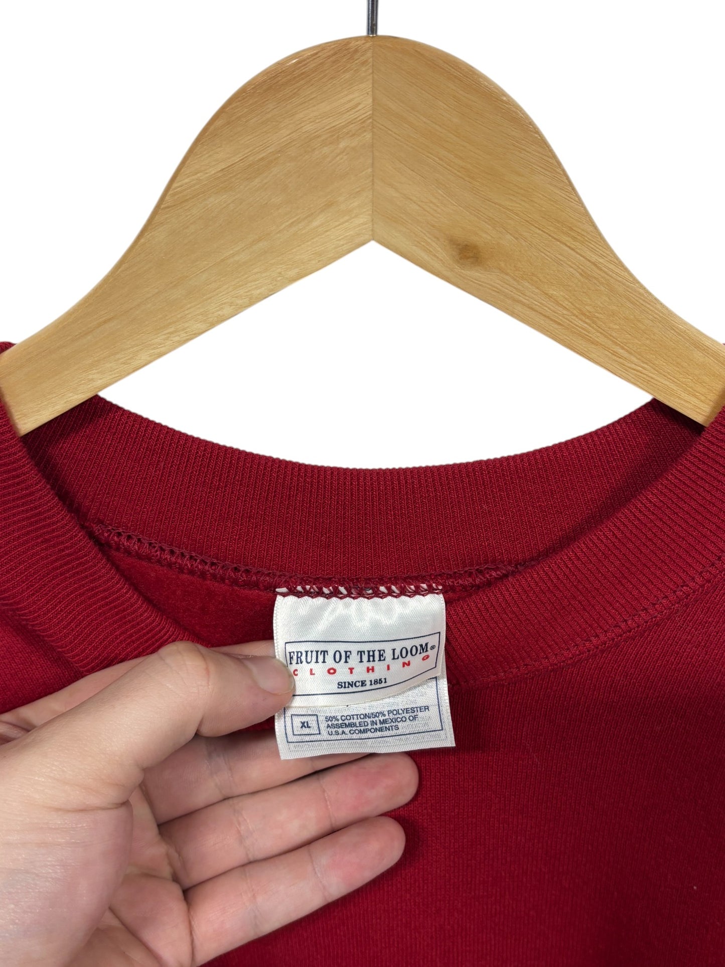 Vintage 90's Fruit of the Loom Red Blank Crewneck Sweater Size XL