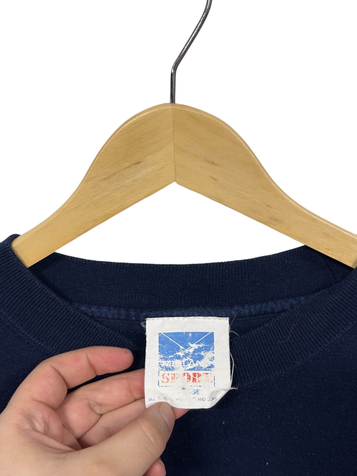 Vintage 90's Navy Blue Grey Color Block Crewneck Sweater Size Large
