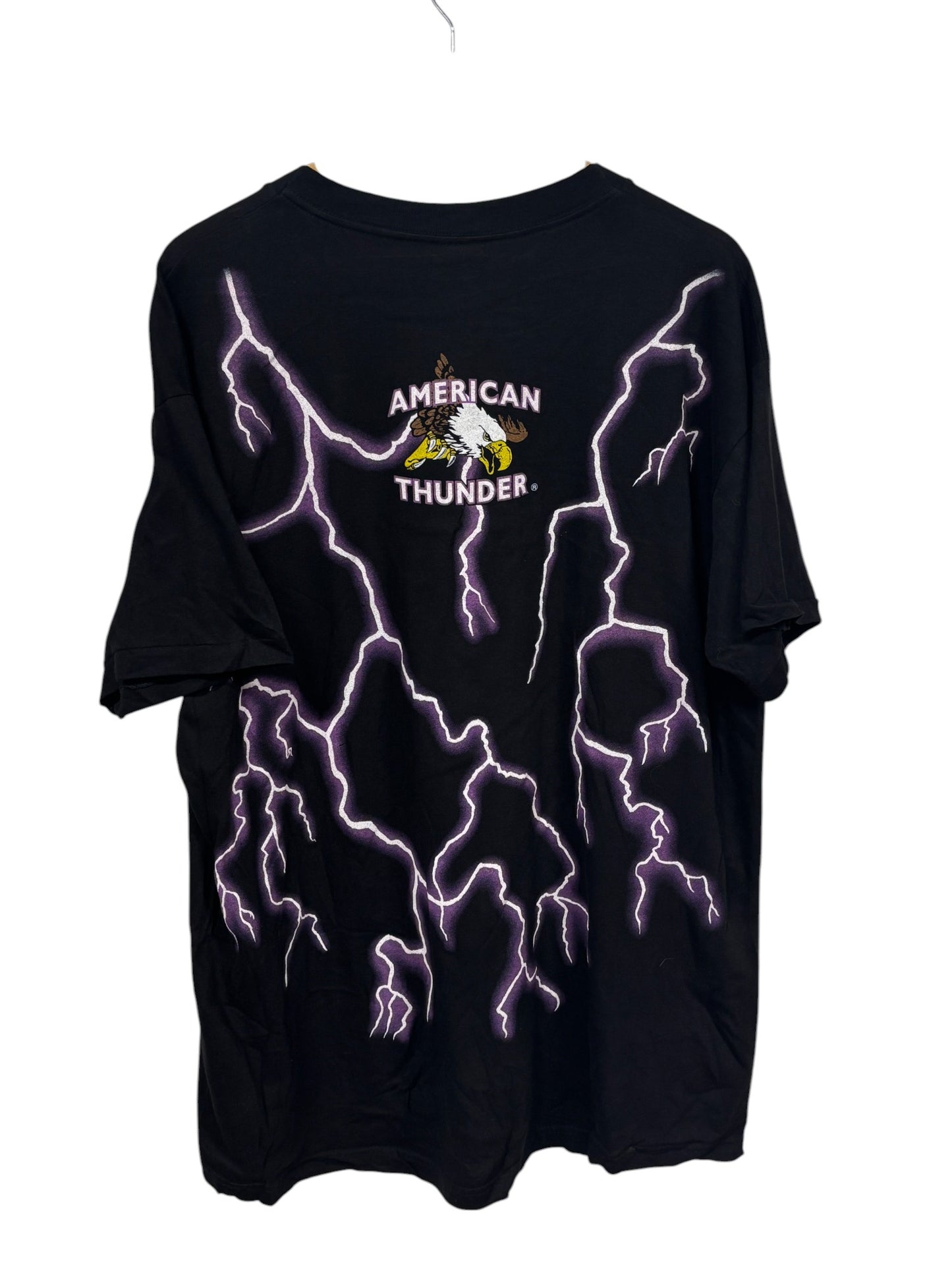 Vintage 90's American Thunder Junkyard Dog Biker AOP Tee Size XL