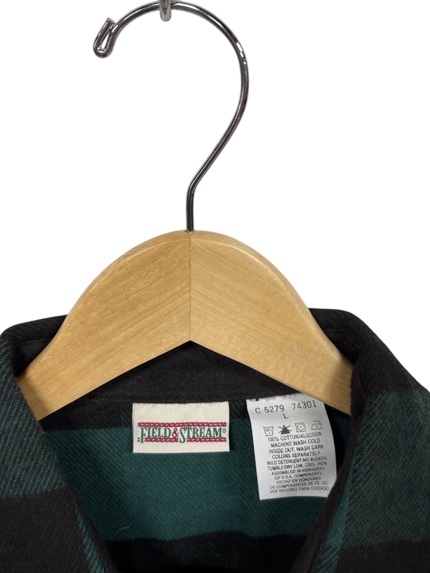 Vintage Field and Stream Green Black Checkered Flannel Shirt NWT Size Large