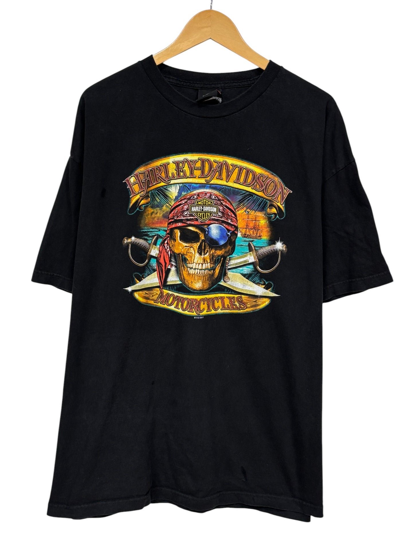 Harley Davidson Orlando Florida Pirate Biker Graphic Tee Size XL