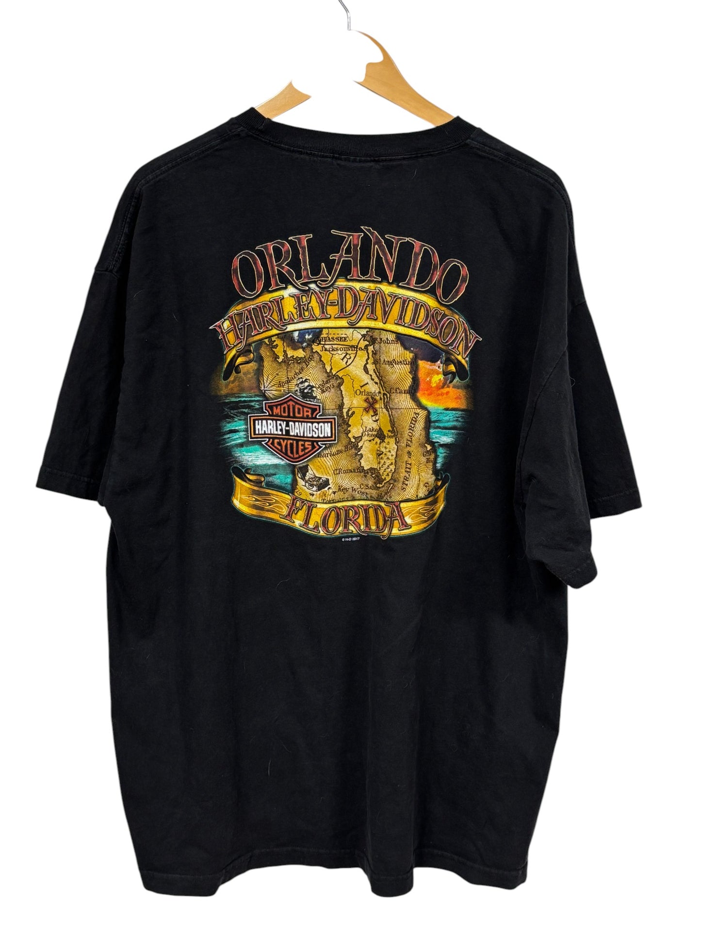Harley Davidson Orlando Florida Pirate Biker Graphic Tee Size XL