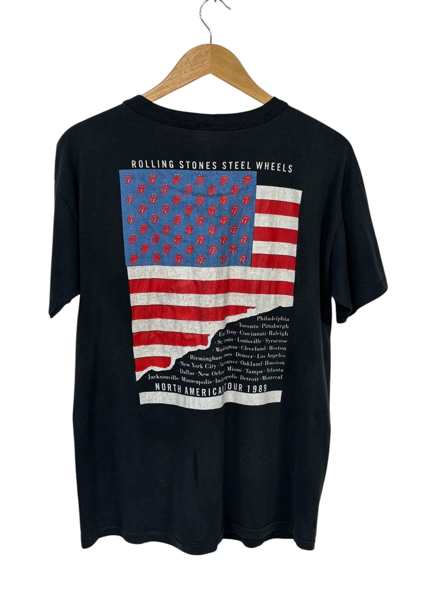 Vintage 1989 Rolling Stones Steel Wheels Concert Tour Band Tee Size Large