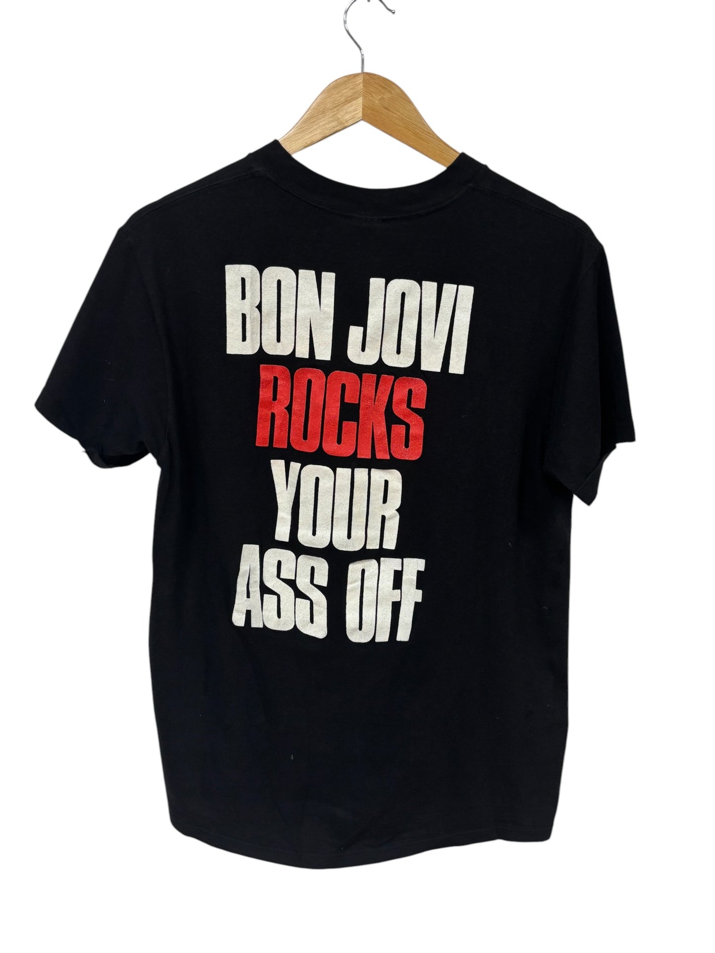 Vintage 80's Bon Jovi Rocks Your Ass Off Concert Band Tour Tee Size Large