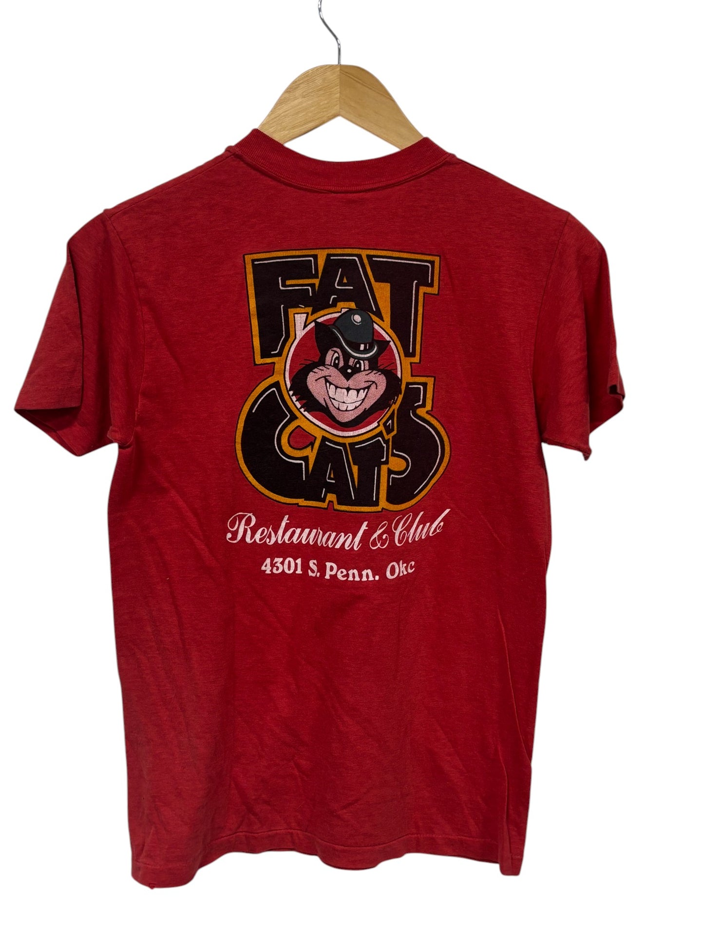Vintage 80's Fat Cats Restaurant and Club Oklahoma Bar Tee Size Medium