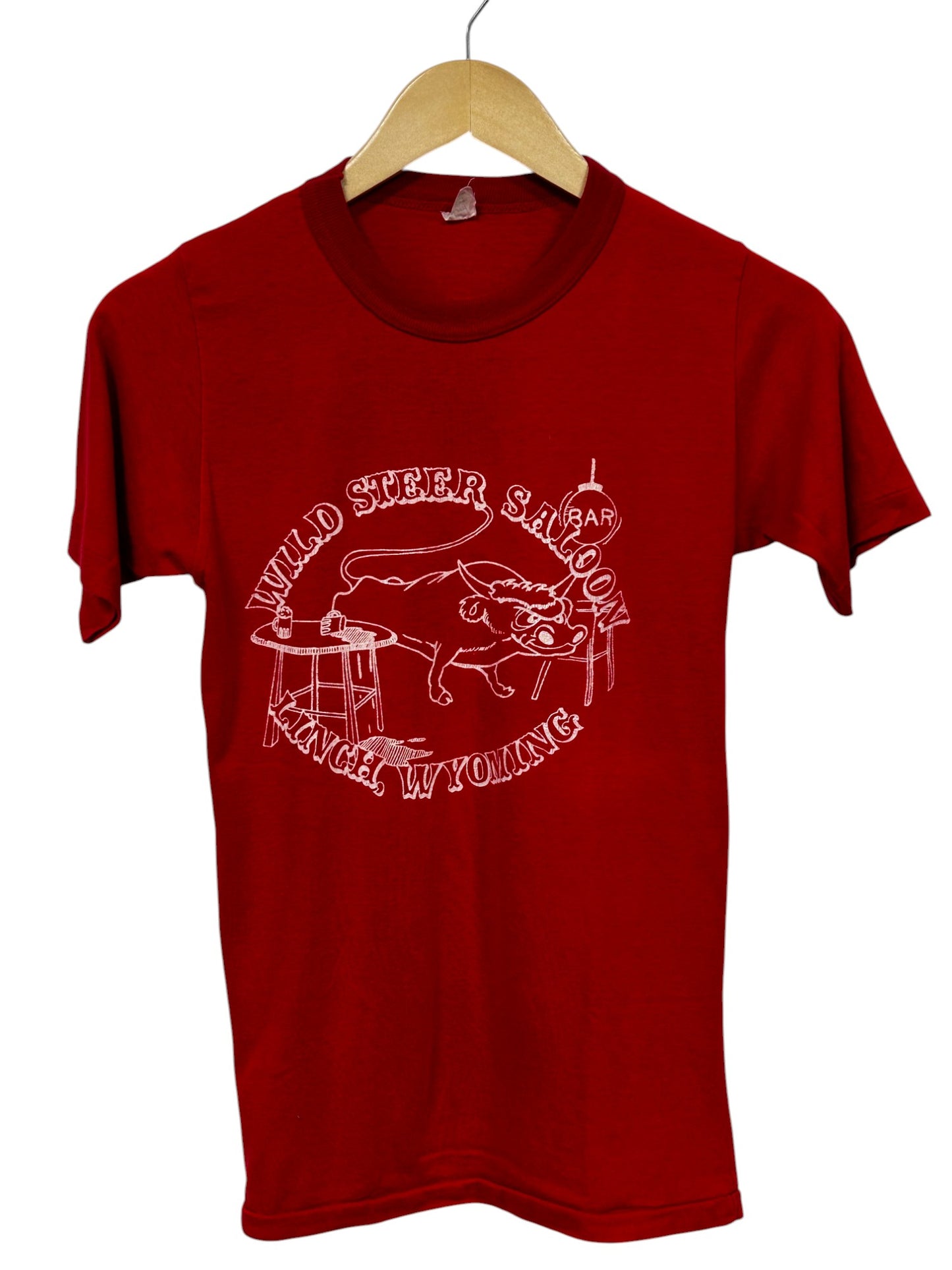 Vintage 80's Wild Steer Saloon Linch Wyoming Graphic Tee Size Small