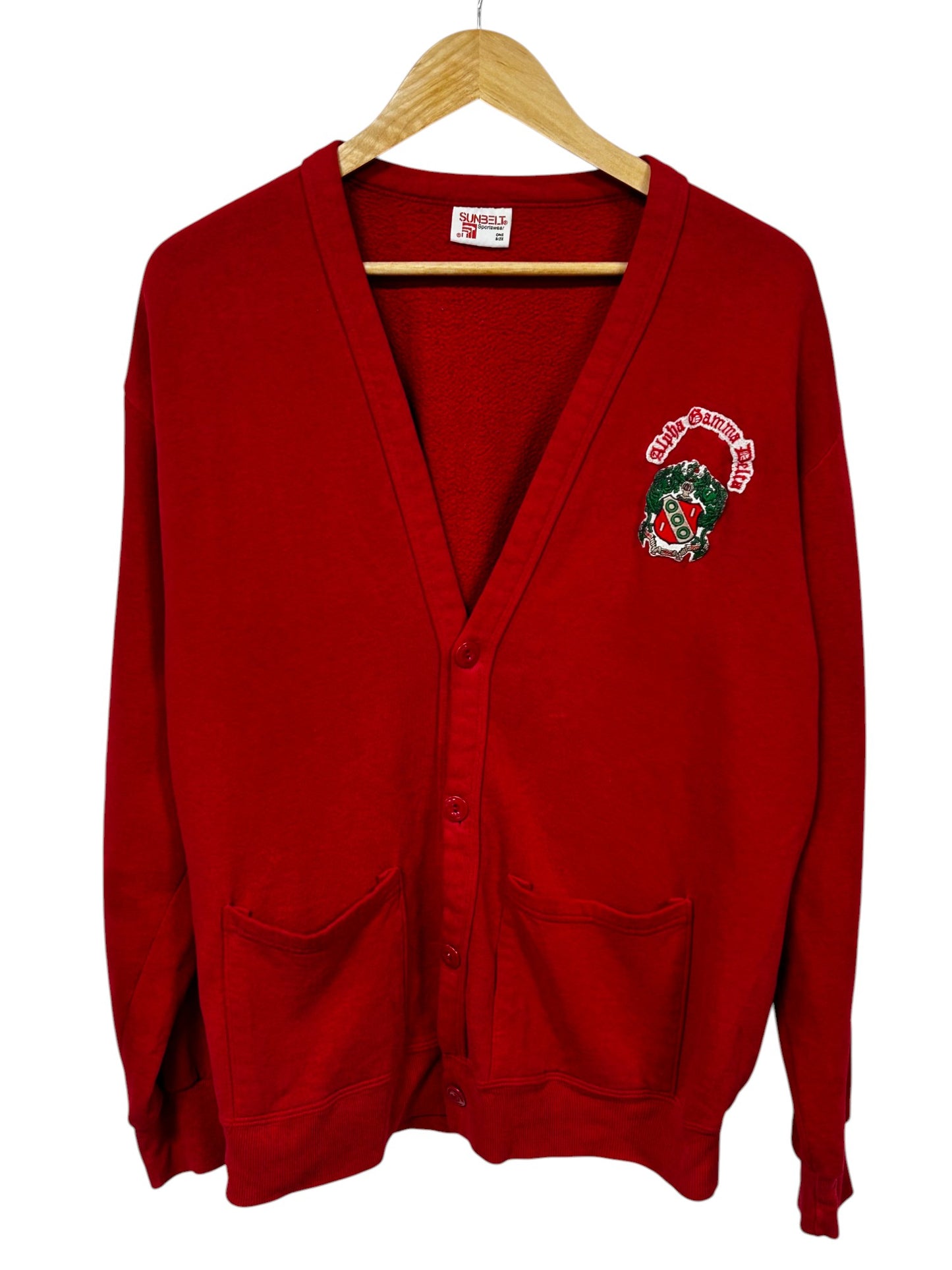 Vintage 90's Alpha Gamma Delta Fraternity Cardigan Sweater Size XL