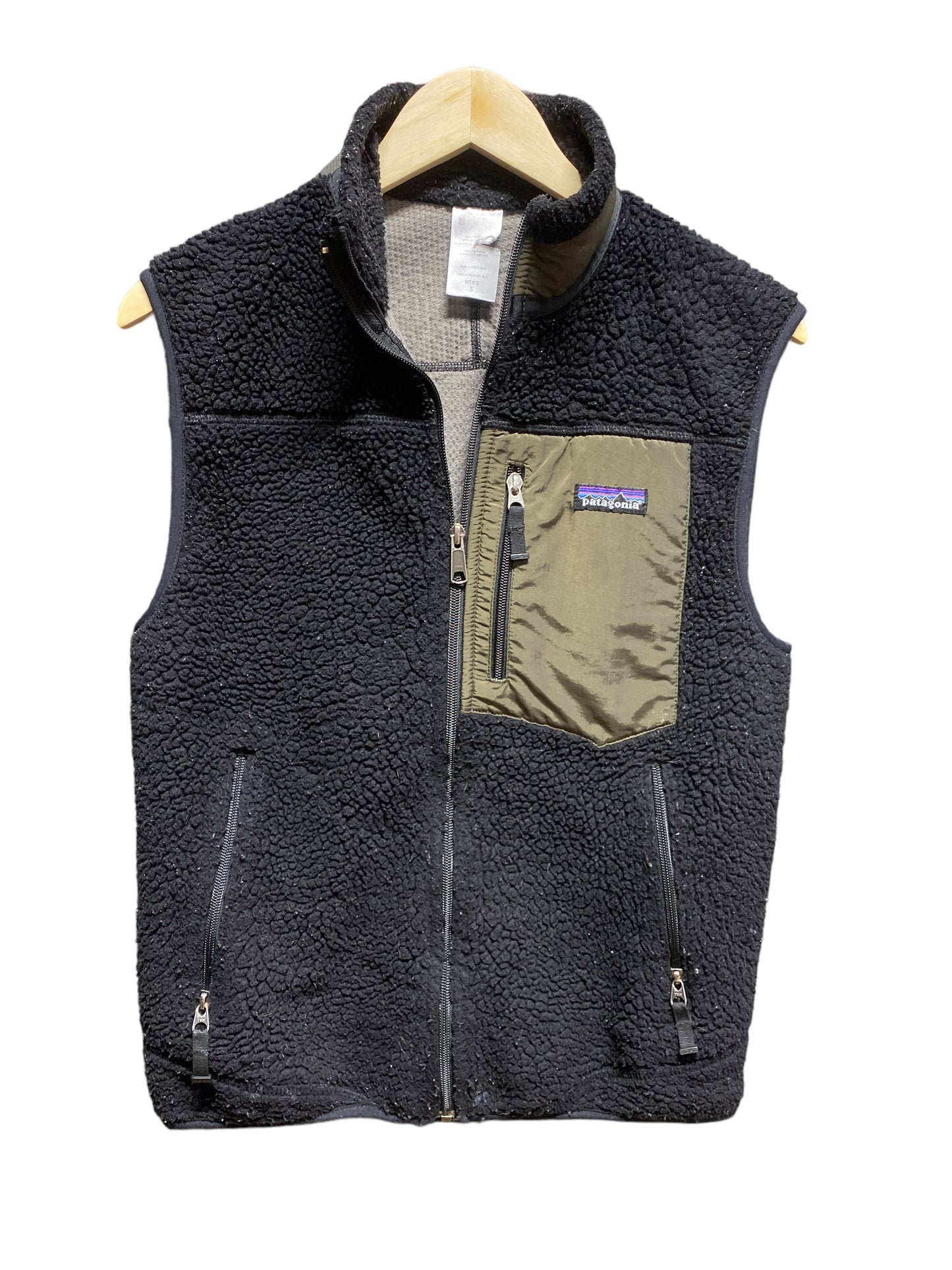 Vintage Patagonia Retro-X Black Olive Zip Up Vest Size Small