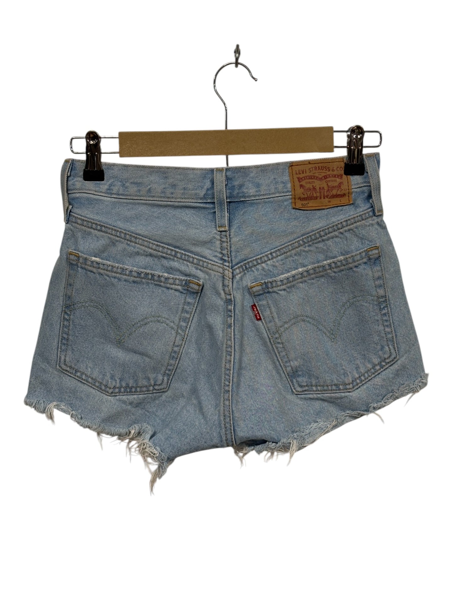 Levi's Light Wash Thrashed Denim Shorts Size 27