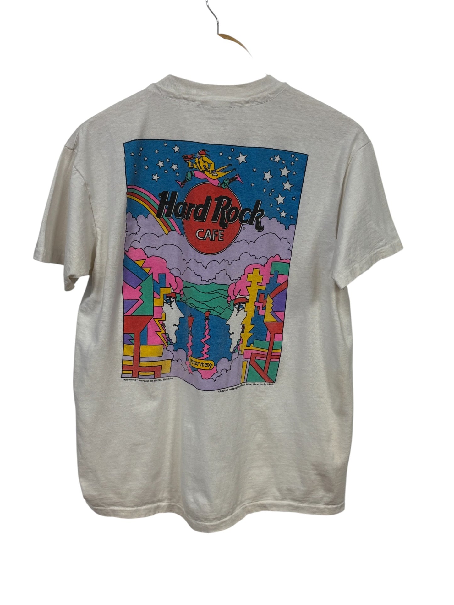 Vintage 90's Hard Rock Cafe Peter Max Abstract Art Graphic Tee Size Large