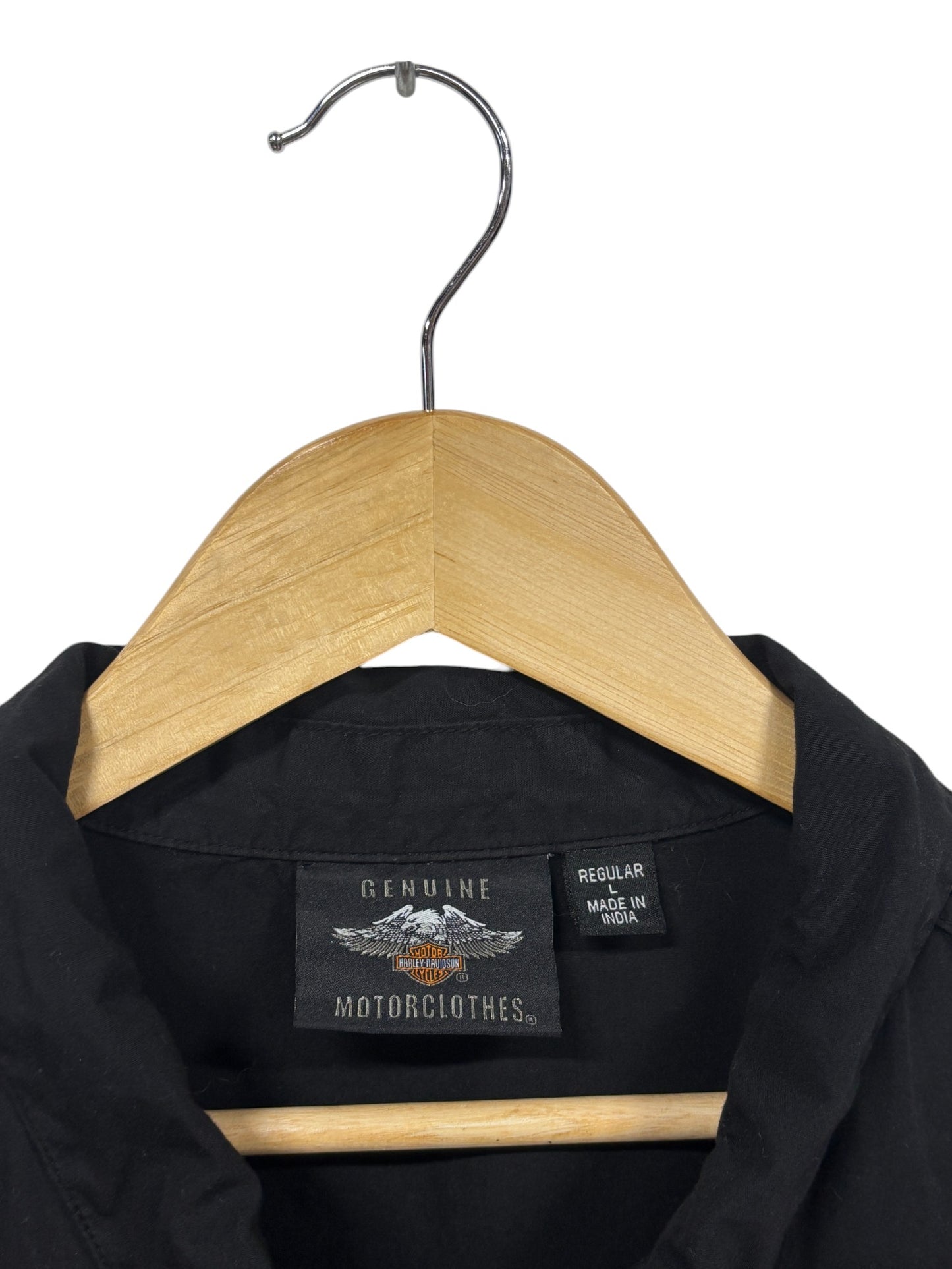 Harley Davidson Biker Short Sleeve Button Up Shirt Size Large