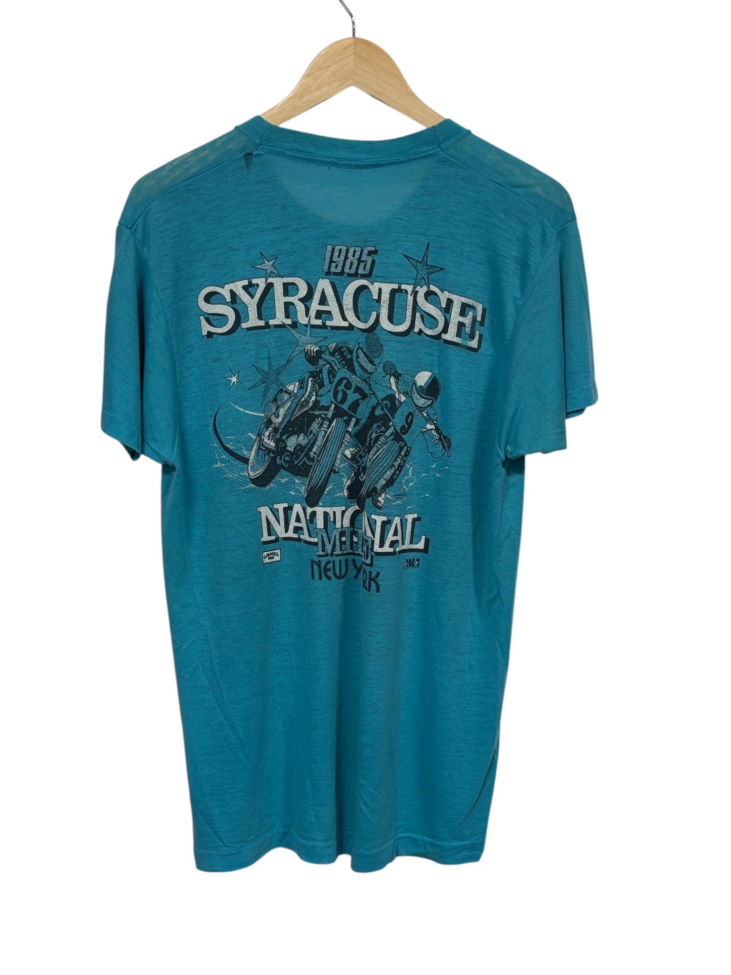 Vintage 1985 Syracuse National Camel Pro Bike Racing Graphic Tee Size Large