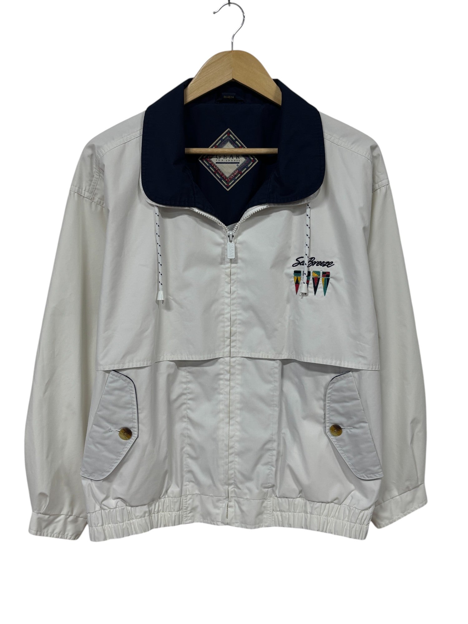 90s Zvintage Jacket Hooded Lightweight BREEZE SEA 90s ジャケット・アウター Blue Hoodie Funky Jacket Hoody Retro Nautical ジャケット・アウター