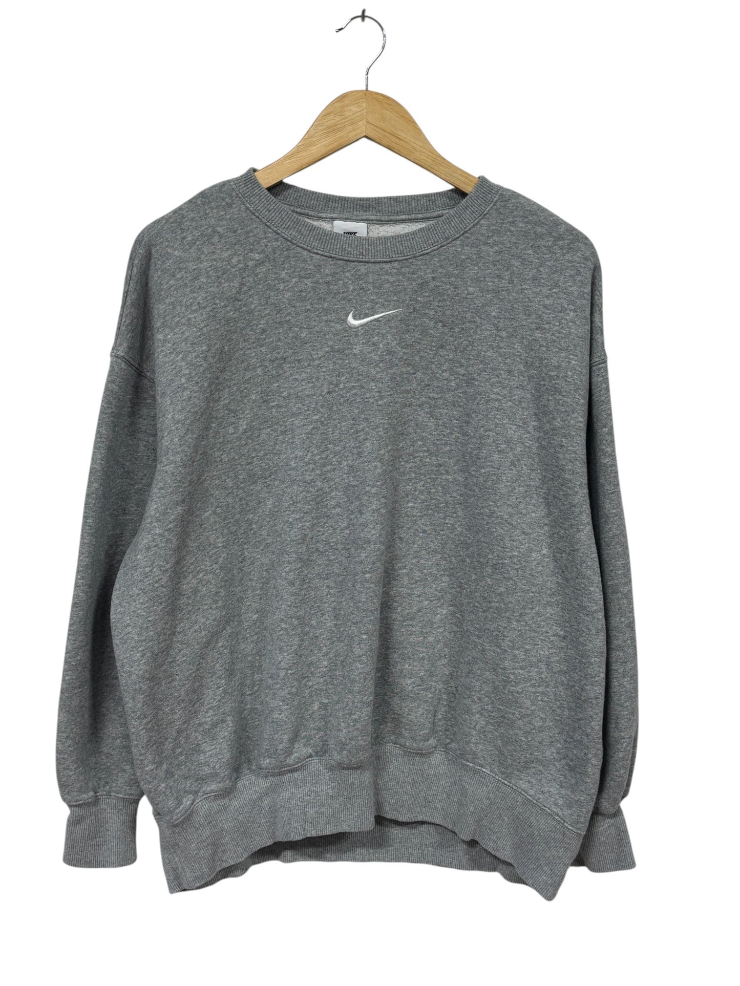 Nike Grey Center Swoosh Crewneck Sweater Size Medium